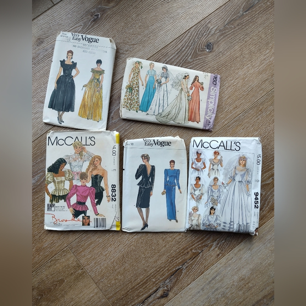 Vintage 1980s Vogue Simplicity McCalls Women Sewing Patterns Prom Wedding Dress